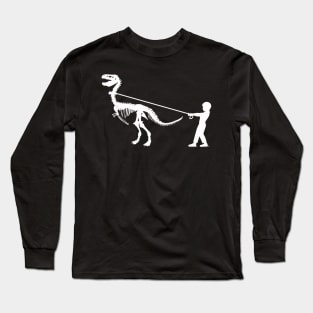 Dinosaur fossil and little boy Long Sleeve T-Shirt